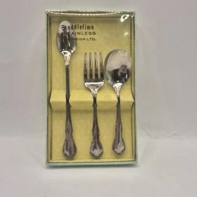 Toddletime By Oneida Fork 2 Spoons Set/3 Child/Toddler Stainless Flatware W/Box - Image 1 of 4