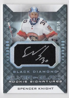 2021-22 Black Diamond Silver on Black Rookie Signatures Auto Spencer Knight /10 - Image 1 of 2