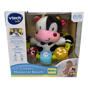 V-Tech Lil' Critters Moosical Beads Interactive Plush Black White Cow - Picture 1 of 3