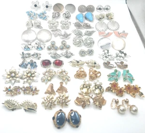 Vintage All Coro Best Quality Variety Clip on Earrings w Rhinestones  Lot 41 Prs - Picture 1 of 23