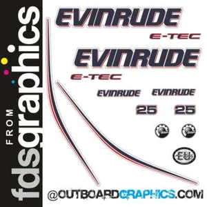 Evinrude 25hp ETEC / E-TEC outboard engine decals/sticker kit - white cowl - Picture 1 of 1