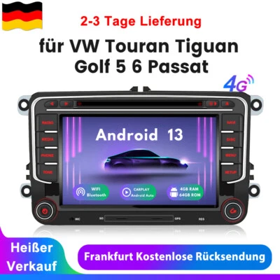 Autoradio CD DVD Android 13 GPS Navi WIFI 4G BT Carplay 4+64G Für VW Skoda Seat - Bild 1 von 4