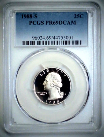 1988-S 25C Washington Quarter PCGS PR69DCAM Clad 23wcu0123 Cover