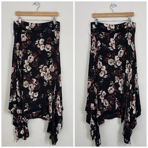 Veronika Maine Floral Asymmetrical Flare Midi Skirt Size 10 Multicolor - Picture 1 of 13