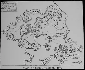 PLAN DEL PUERTO DE BOSTON EN 1733 C1890 ANTIGUO Magic Lantern Slide EE. UU. - Imagen 1 de 3