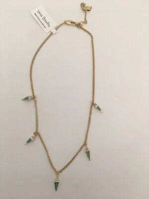 NWT Vera Bradley Triangle Stone Gold tone Turquoise Black Necklace  - Image 1 of 4