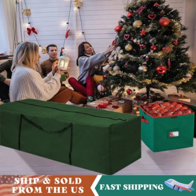 Christmas Tree Storage Bag Box Heavy Duty Ornament Container Organizer with Lid - Image 1 of 4