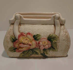 Vintage Relpo Japan Floral Purse Planter #6630, 6"L x 3.5"W x 4.25"T VGUC - Picture 1 of 9