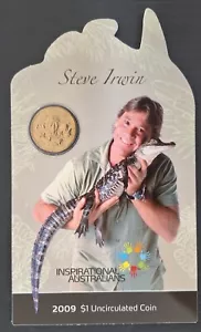 2009 Australia Inspirational Australians: Steve Irwin $1 UNC Coin on card - Picture 1 of 3
