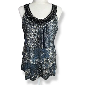 Y2K Vintage Tank Top Womens Size Medium Gold Metallic Chain Goth Edgy Punk USA - Picture 1 of 14