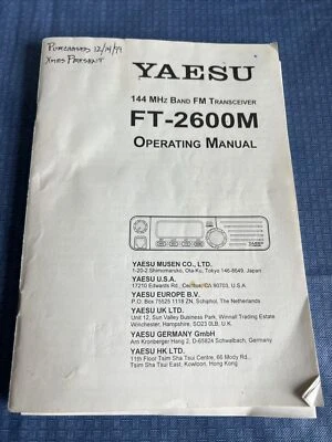 YAESU FT-2600M TRANSCEIVER INSTRUCTION MANUAL ORIGINAL WITH FOLD OUT SCHAMATIC - Image 1 of 4