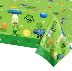 Alien Tablecloth UFO Spaceship Birthday Party Tablecover Decoration Tableware - Picture 1 of 10