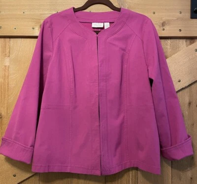 Chicos Womens Jacket Pink Textured Frog Closure Size 2 US Large - Image 1 of 4