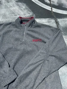 Vintage ESPN 90s Full Zip Fleece Sweatshirt Mens XL Gray Promo - Picture 1 of 4