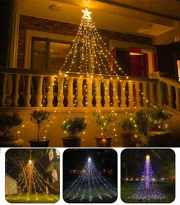 Outdoor Christmas Star Lights 350 LED Waterfall Christmas Tree Lights 9x12FT - Picture 1 of 17