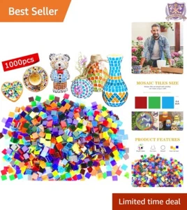 1000 Pcs Glass Mosaic Tiles Transparent Square Craft Supplies DIY Art Projects - Picture 1 of 9