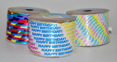 Лот из 3 радужных разноцветных завивочных лент для празднования дня рождения 300 футов всего - Изображение 1 из 4
