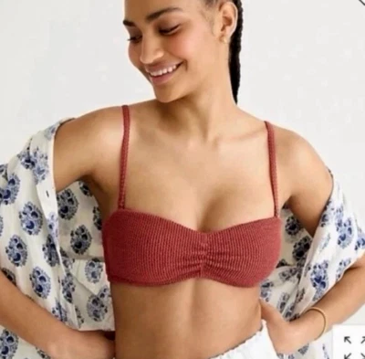 Blusa de biquíni nova com etiquetas J.Crew ferrugem marrom scrunchie querida tamanho 2XL XXL resort de praia - Imagem 1 de 4