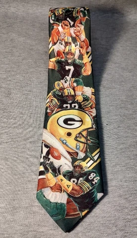 Vintage 1990 Green Bay Packers NFL Football Ralph Marlin Neck Tie Made in USA Cover