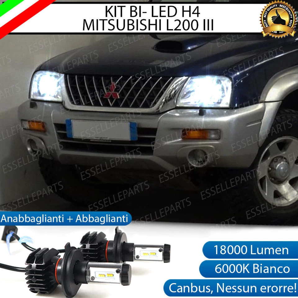 KIT LED H4 6000K CANBUS XENON 18000 LM LUMEN REALI MITSUBISHI L200 III NO AVARIA - Immagine 1 di 4