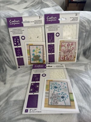 Crafters Companion Woodland Capa Floral STENCLE 694001 Nuevo LOTE DE 3 Foto 1 de 4