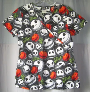 Halloween Nightmare Before Christmas Scrub Top Jack Skellington Damen Med - Bild 1 von 12