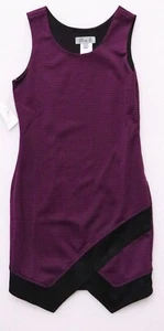 ELISA B GIRL'S TEXTURED KNIT BODYCON DRESS PURPLE BLACK VELVET TRIM SIDE ZIP NEW - Picture 1 of 10