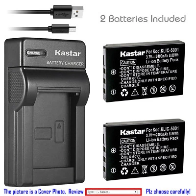 Kastar Battery Charger Kodak KLIC-5001 Kodak EasyShare Z760 EasyShare Z7590  - Image 1 of 4