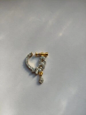 Gold Plated Crystal Nose Ring Ethnic Nath Bridal Non Piercing Jewelry Nose Screw - Image 1 of 4
