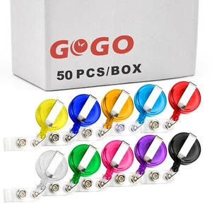 50 Pcs Retractable Badge Reel Clips Holder for Hanging ID Card Name Key Chain - Picture 1 of 17