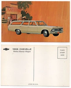 1966 CHEVELLE MALIBU STATION WAGON CAR DEALER ADVERTISING FACTORY POSTCARD - Picture 1 of 1