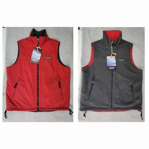 Abercrombie & Fitch Mens Vest Sz Large Reversible Red/Gray Mountain Fleece Logo - Picture 1 of 15