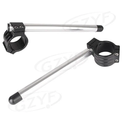 7/8 "Lenker Stummellenker 50mm Gabelrohr für Cafe Racer Universal Silber&Schwarz - Image 1 of 3