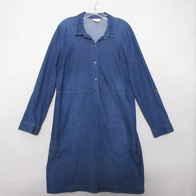 J Jill джинсовая рубашка платье большой синий карманы с вкладками рукав классический вневременной стиль - Изображение 1 из 4