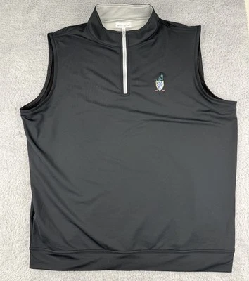 Chaleco Peter Millar Galway Lazo Elástico Terry Cuarto Cremallera Negro Para Hombre Talla XL Lobo Foto 1 de 4