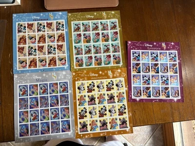 THE ART OF DISNEY Complete Set of 5 Differnt Full Sheets of 20 US Stamps 2004-08 - Image 1 of 4