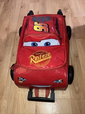 Disney Pixar Lightning McQueen Cars Kids 3D Rolling Suitcase Overnight Toy Bag - Image 1 of 4