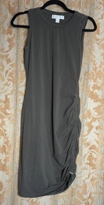 Michael Kors Damen tailliertes gerafftes T-Shirt Kleid Kordelzug grün Stretch Small - Bild 1 von 9