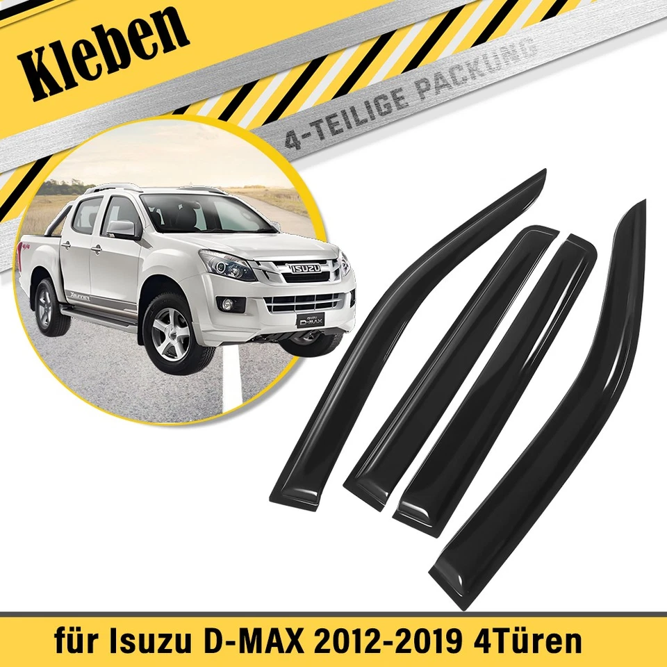 Kleben Windabweiser Regenabweiser Für Isuzu D-MAX ab 2012 bis 2019 4-Tlg Schwarz - Bild 1 von 4