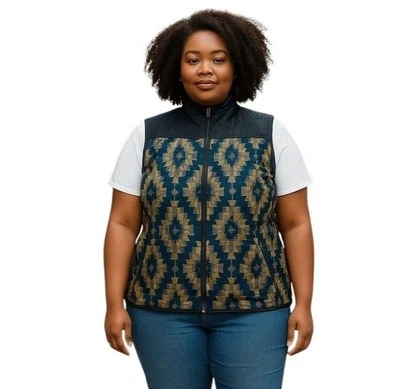 Женский жилет на молнии Great Northwest Indigo Aztec Southwestern Pattern Цвет темно-синий Размер XL - Изображение 1 из 4