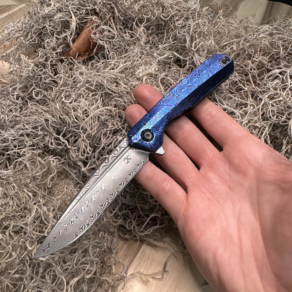 Kansept Qilin Damascus Linerlock Knife – Timascus Handle, 3.5" Damascus Blade - Image 1 of 4