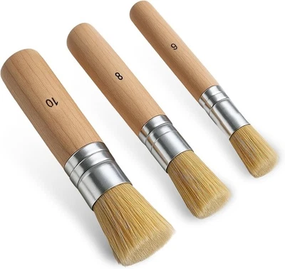 3 Pack Wooden Stencil Brush, Washable Natural Bristle Stencils Brushes  - Image 1 of 4