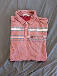 Travis Mathew Men's Performance Golf Polo Shirt Size X-Large Red Sriped EUC - Picture 1 of 4
