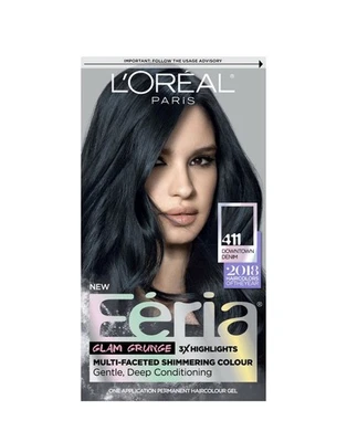 Color de cabello permanente brillante multifacético L'Oreal Paris Feria, 411 Downtown Foto 1 de 3
