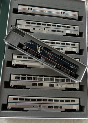 KATO 101789 1766035 N Amtrak Superliner 6 Car Set W 50 ANN LOCO 10-1789 176-6035 - Image 1 of 2
