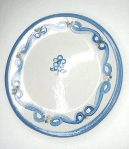 M. A. Hadley Pottery 11” Bluette Flowers Painted  Stoneware Folk Lunch Plate - Picture 1 of 8