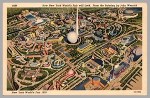 How New York World’s Fair Will Look 1939 Aerial View Trylon Perisphere Postcard - Picture 1 of 2
