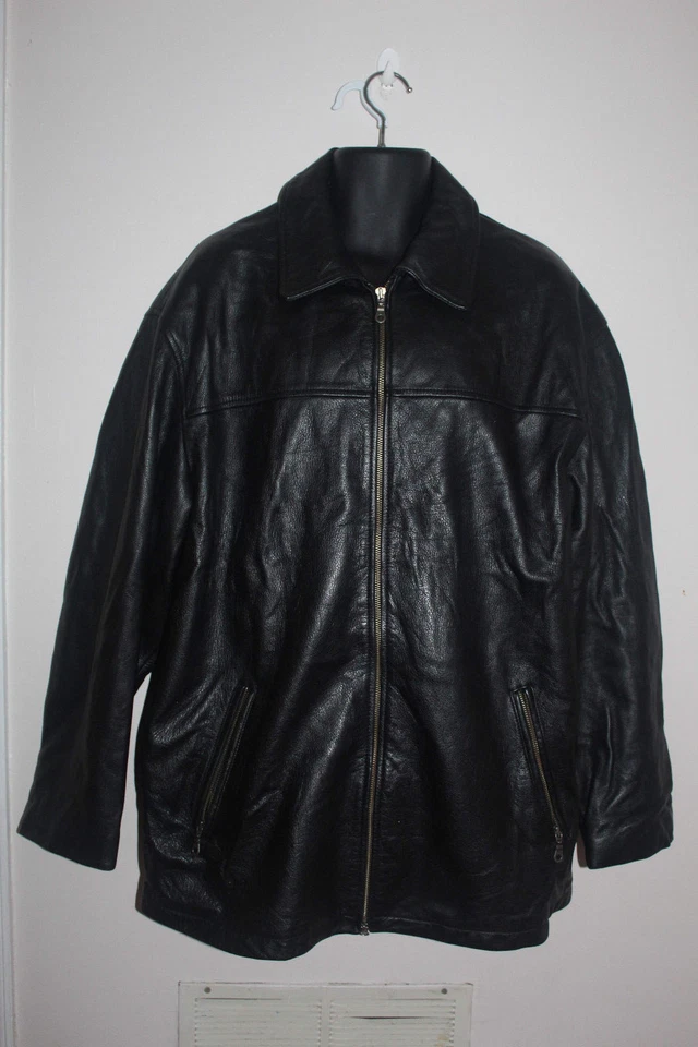 Chaqueta Danier Canada para hombre de cuero negro con cremallera completa talla: 44-46  Foto 1 de 4