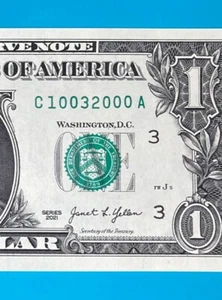 October 3, 2000 / 10 March 2000 : C 10032000 A BIRTHDAY Note $1 One Dollar Bill - Picture 1 of 3