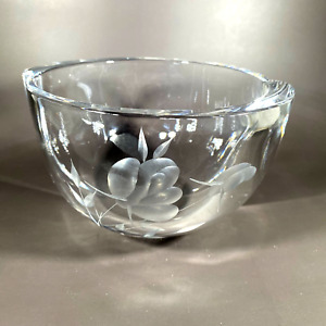 Heavy Crystal Bowl with Floral Etching Possibly Mikasa